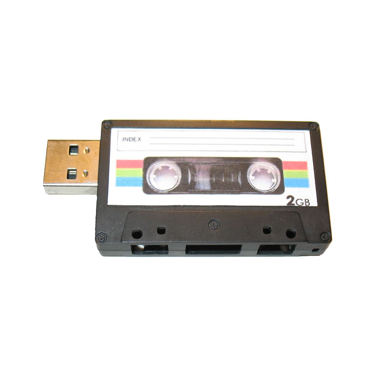 neutral tavle Afvigelse USB Flash Drive - mini Cassette, PromoKeychain.com